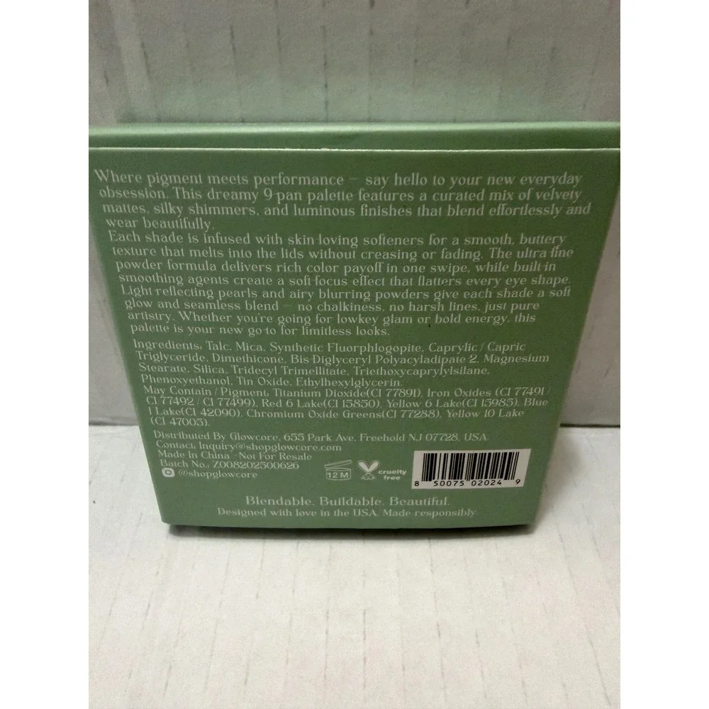 Glowcore Mystic Earth Eyeshadow Palette 9 Pan Matte Shimmer Cruelty Free NEW